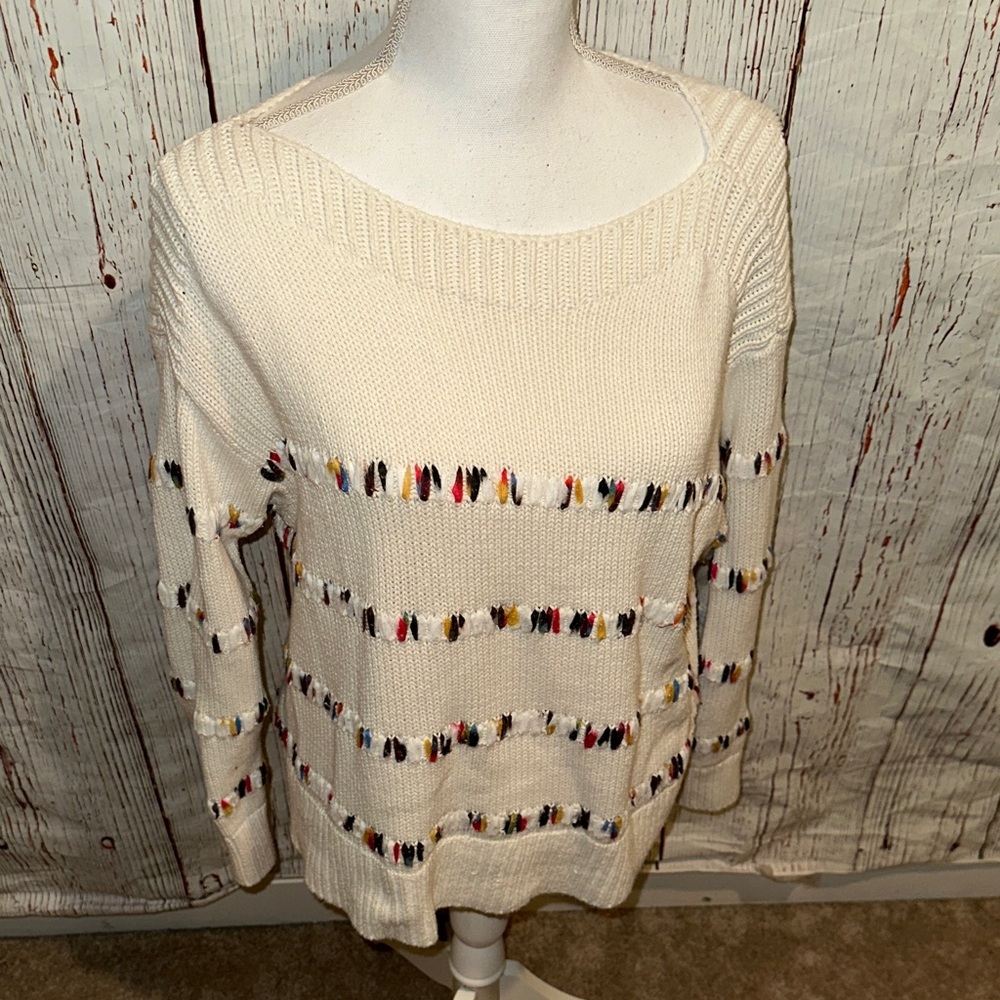 Cozy Cream Multicolor Knit Sweater